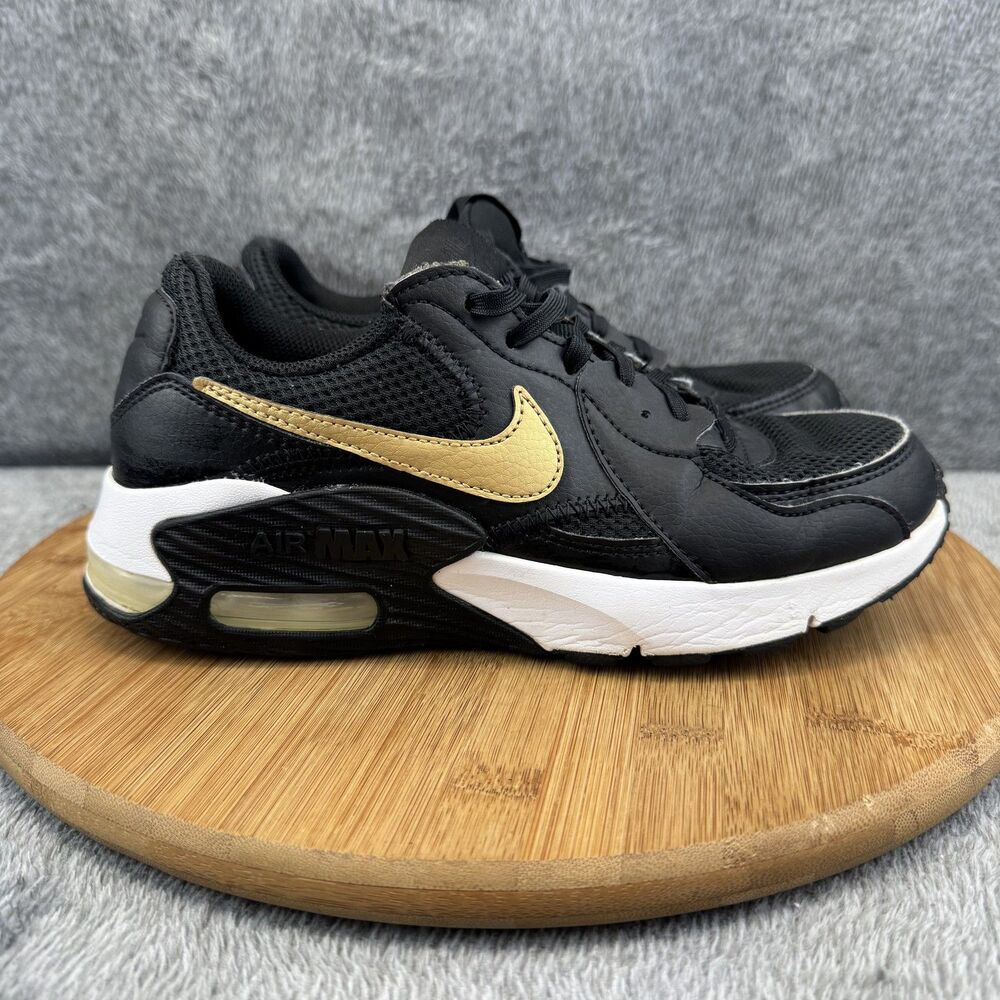 Nike Air Max Shoes Womens Size 6.5 Black Gold White Basketball Running Sneakers